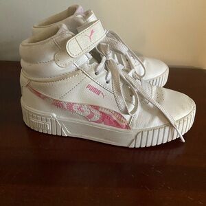 Puma Kids High-Top Sneakers - White and Pink